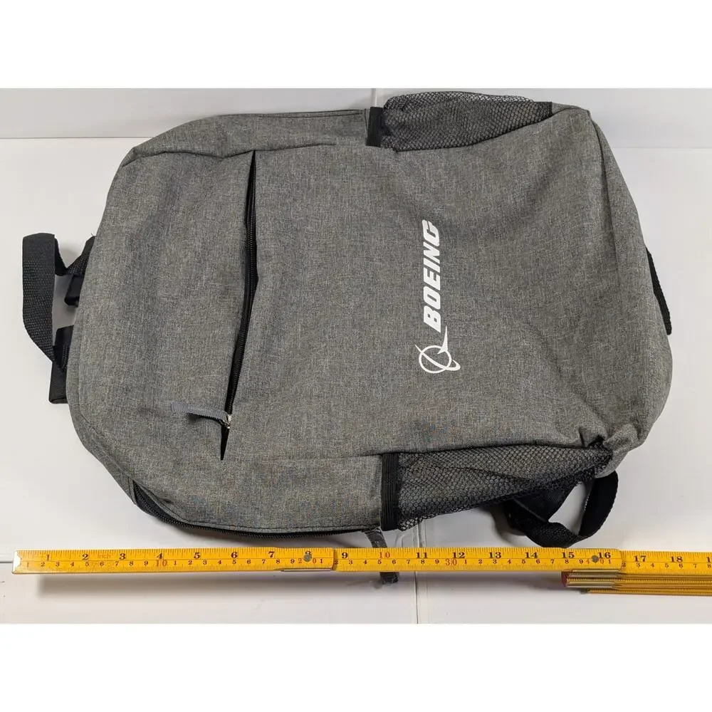 Boeing Gray Laptop Backpack Travel School Work Book Bag Carry-On Daypack